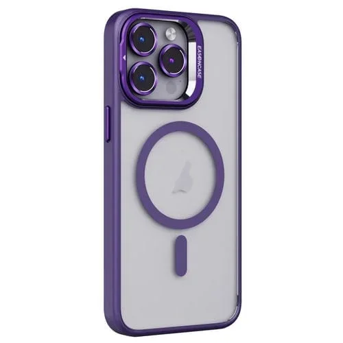 Soporte para Lente Invisible PC + Estuche TPU para iPhone 15 Pro Max Magsafe (Púrpura)