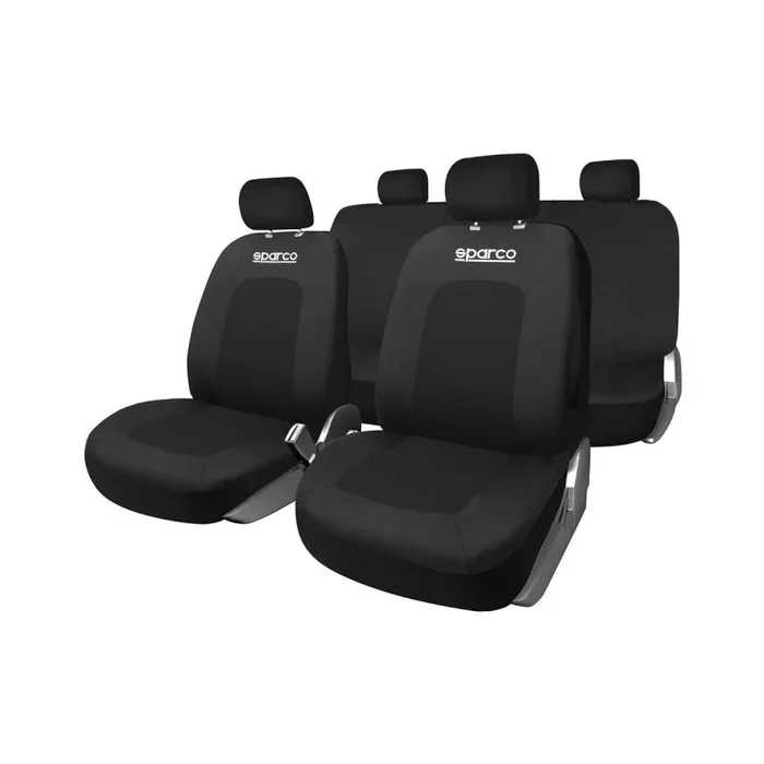 Sparco Juego Completo de Fundas de Asiento Sport, Universales, Color Negro