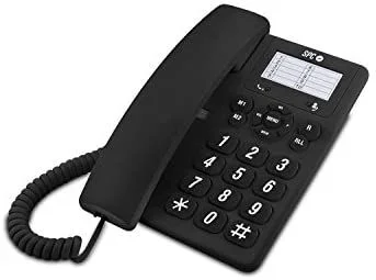 SPC Original – Teléfono Fijo sobremesa o Pared, con Teclas Grandes y fácil de Usar, 3 memorias directas, Volumen de Timbre Extra Alto, función de rellamada, Color Negro