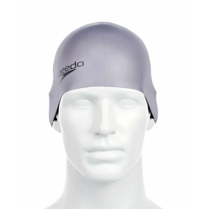 Speedo Plain Moulded Silicone Cap Gorro de natación Unisex Adulto, Cromo, Talla Única