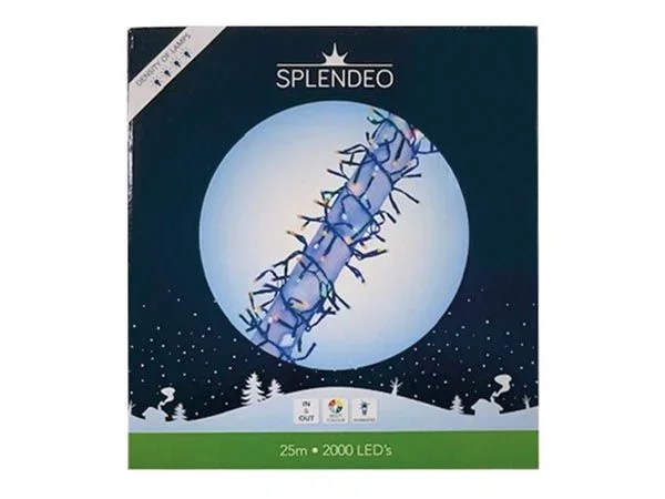 Splendeo Extreme density lightchain – 2000 LEDs – multicolor – cable negro – 25 m – longitud hasta la 1ª bombilla: 3 m – modulador – transformador
