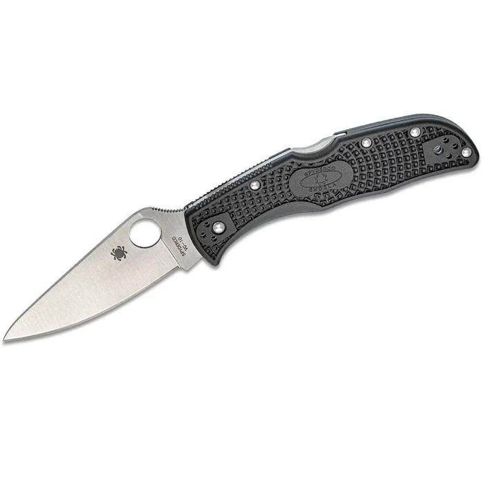 Spyderco STE- C243PBK Navaja plegable Endela hoja Drop Point lisa de Acero VG-10 de 8,7 cm de acabado satinado y mango FRN en color negro . Incluye clip de bolsillo ambidiestro