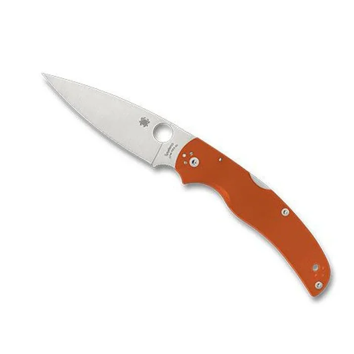 Spyderco STE-C244GPBORE Navaja plegable Native Chief hoja lisa de Acero CPM REX 45 de 10.4 cm de acabado satinado y mango G-10 color naranja. Incluye clip de bolsillo multiposición