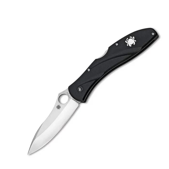 Spyderco STE-C66PBK3 Navaja de Supervivencia Centofante 3 hoja lisa de acero VG-10 de 8 cm de largo y mango FRN de color negro Clip de enganche para el bolsillo diestros