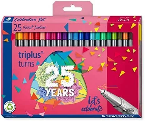 STAEDTLER 334 C25 TA Triplus Fineliner Limited Edition – Rotuladores de punta de fibra, 0,3 mm, colores surtidos (paquete de 20 + 5 gratis)