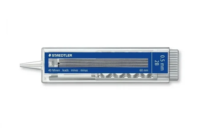 Staedtler mars micro carbon 255 tubo con 40 minas finas de grafito – mina 2b – 0.5mm – alta resistencia a la rotura