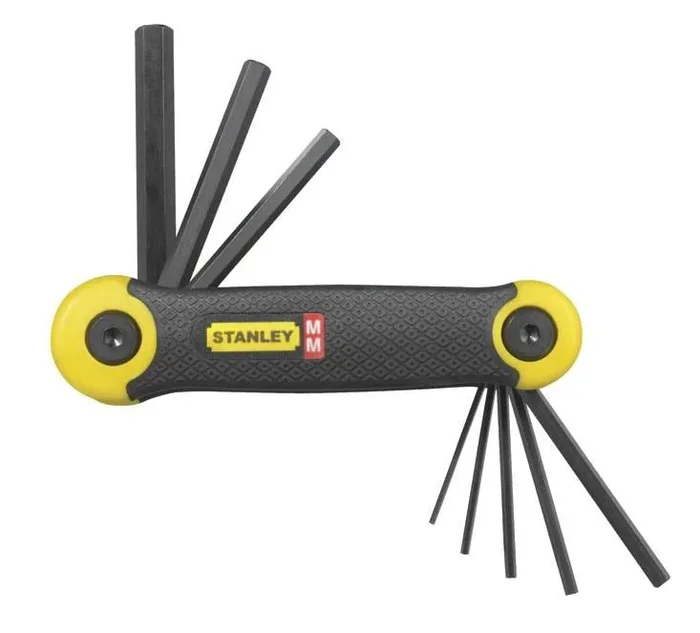 STANLEY Juego de Llaves Hexagonales Métricas (8 Piezas), Cuerpo recubierto de caucho, Plegable, Puntas Biseladas, Peso 0,166 Kg, Longitud 48 mm, 2-69-264