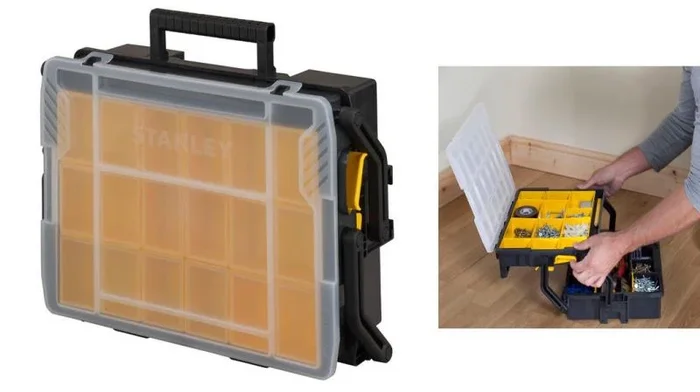 Stanley STST1-75540 pieza pequeña y caja de herramientas Caja para piezas pequeñas Plástico Negro, Transparente