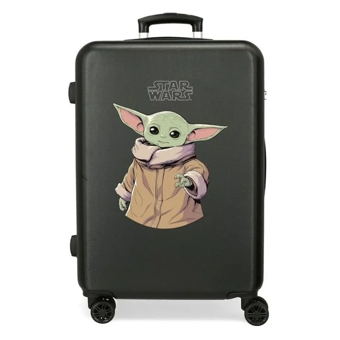 Star wars Grogu Maleta Mediana Negro 48x70x26 cms Rígida ABS Cierre TSA Integrado 81L 3,98 kgs 4 Ruedas Dobles