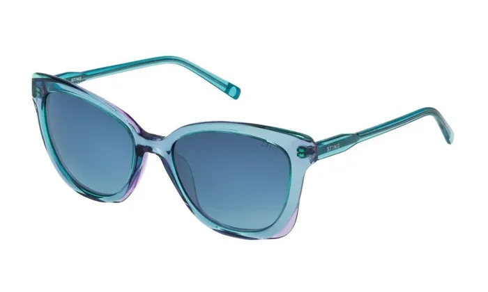 STING SST011549J4X Gafas, Shiny TRANSP.Green, 54/19/135 para Mujer