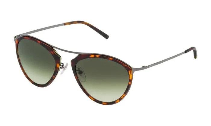 Sting SST075520E80 Gafas, Shiny Gun W/Green Parts, 52/20/140 Unisex Adulto