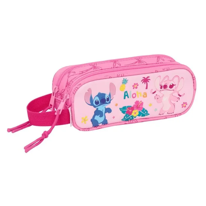 Stitch Chill – Portatodo Doble Niño, Estuche Infantil, Estuche Niño, Ideal para Niños en Edad Escolar, Cómodo y Versátil, Calidad y Resistencia, 21x6x8 cm