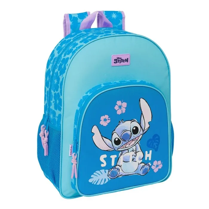 STITCH HAWAII – Mochila Escolar Niño, Mochila Niño, Mochila Infantil, Adaptable a Carro, Ideal para Niños en Edad Escolar, Cómoda y Versátil, Calidad y Resistencia, 33x14x42 cm, Color Azul