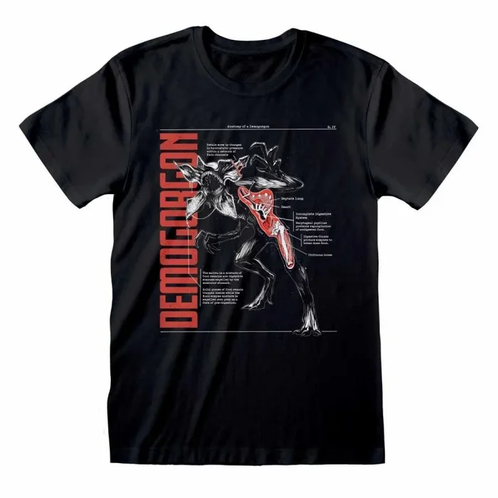 Stranger Things Camiseta de Manga Corta Anatomy of a Demogorgan Negro Unisex