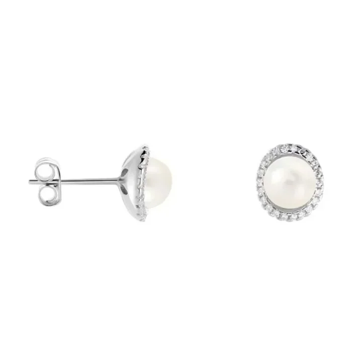 STROILI – Pendientes de plata 925, perla y circonita – 1651515