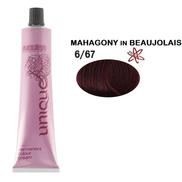 Subrina professional, unique, permanent hair dye, 6/67 dark blonde beaujolais, 100 ml