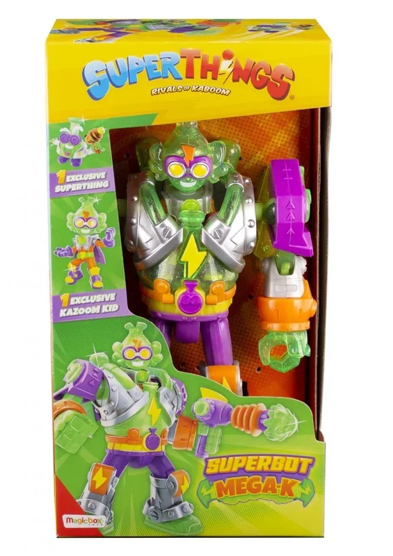 SUPERTHINGS Superbot Mega-K– Robot articulado con Accesorios de Combate, 1 Kazoom Kid y 1 SuperThing exclusivos.