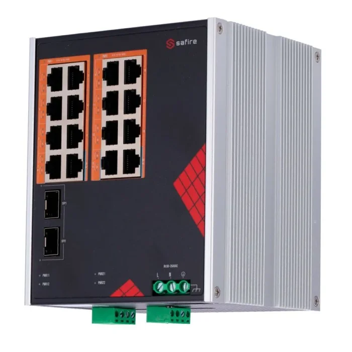 Switch Din Poe Gigabit 16p Rj45 +2sfp Safire Sf-swi1816hipoe-gf