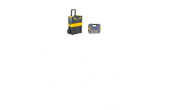 Taller móvil con ruedas y organizador Stanley, caja de herramientas profesional 3 en 1 para almacenamiento de herramientas manuales y eléctricas, color negro y amarillo