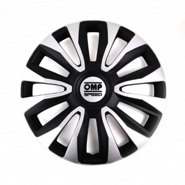 Tapacubos omp magnum speed negro plateado 14″ (4 uds)