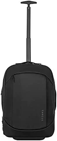 Targus Mochila Trolley EcoSmart Mobile Tech Traveler de 15,6″, mochila con ruedas con compartimento ampliable, ideal como equipaje de mano – Negro, TBR040GL
