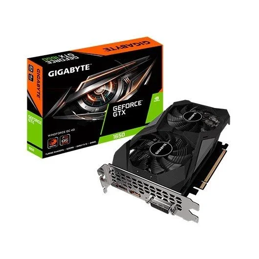 Tarjeta gráfica GIGABYTE GeForce GTX 1650 D6 WINDFORCE OC 4G (Rev. 2.0), tamaño Compacto de 172 mm, 4 GB 128 bits GDDR6, GV-N1656WF2OC-4GD REV2.0