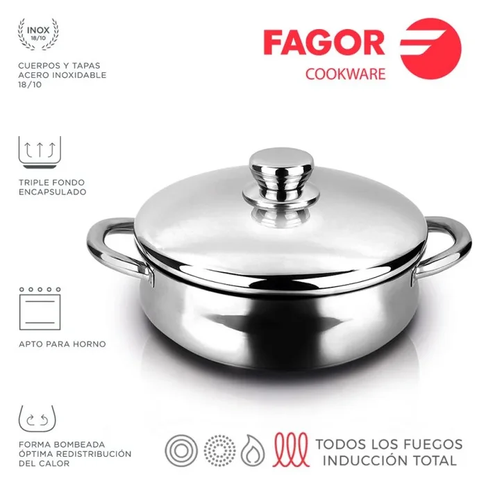 Tartera silverinox acero inoxidable 18/10 fagor ø24×5,5cm