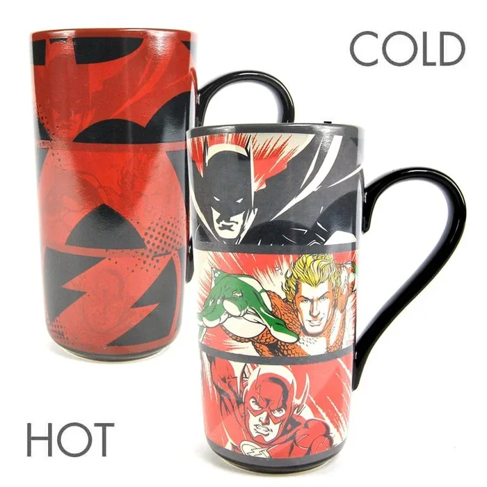 Taza latte termocolora dc comics liga de la justicia