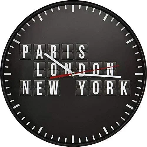 Technoline Paris – Reloj de Pared analógico de Cuarzo, diámetro de 35 cm, Color Negro