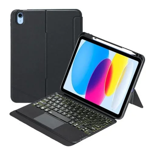 Teclado Bluetooth + Funda de Cuero T10-As para iPad 10Th Gen 10.9 (2022) Touch Backlight Split Type