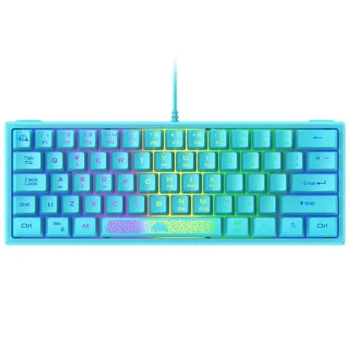 Teclado con Cable Ziyoulang K61 62 Teclas RGB Iluminación Juego Notebook Longitud Cable 1,5 M (Azul)
