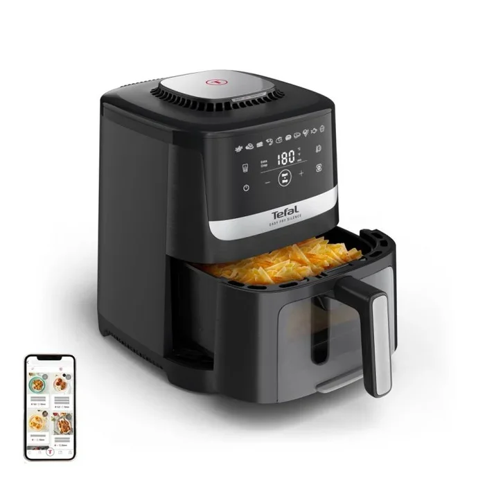 Tefal Easy Fry Silence EY5568E0 freidora Sencillo 5 L Independiente Freidora de aire caliente Negro, Acero inoxidable