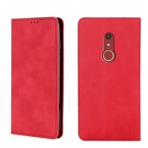 Teléfono Flip Leather Fujitsu Arrow Be4 Plus F-41B Skin Feel Magnético (Rojo)