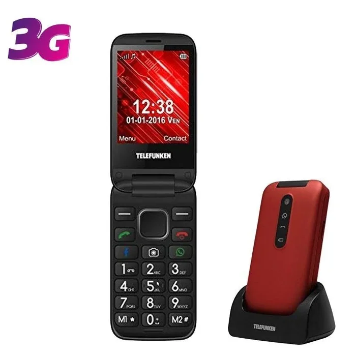 Teléfono móvil telefunken tm 360 cosi para personas mayores/ rojo