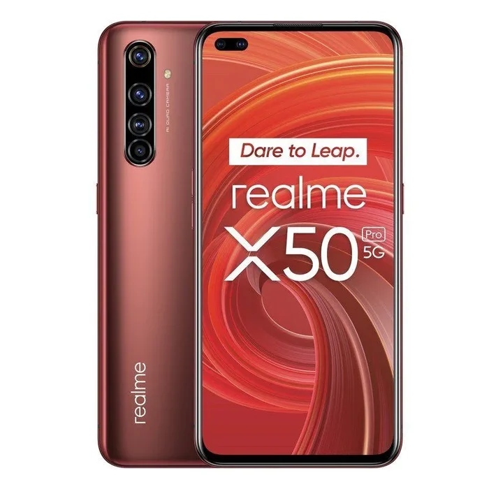 Teléfono Realme X50 Pro Banda 5G. Color Rojo (Red), 128 GB de Memoria Interna, 8 GB de RAM, Pantalla completa Super AMOLED de 6.44”. Cámara Cuádruple AI de 64 MP. – Smartphone completamente libre.