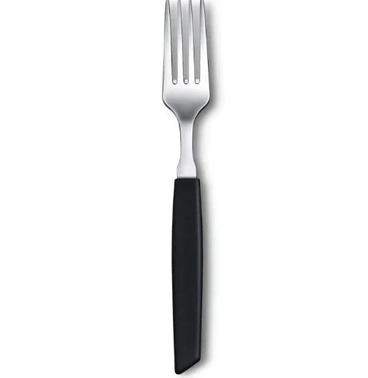 Tenedor de mesa Victorinox Swiss Modern, ideal para desayunos, almuerzos y cenas, acero inoxidable resistente, mango ergonómico sintético, apto para lavavajillas, negro