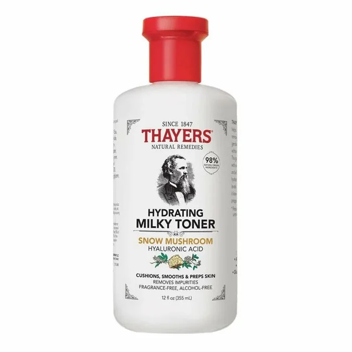 Thayers Loción Láctea Tónica con Hongo de Nieve y Ácido Hialurónico – Tónico Facial Natural Suave – Dermatológicamente testado – Para pieles secas y sensibles – 355 ml
