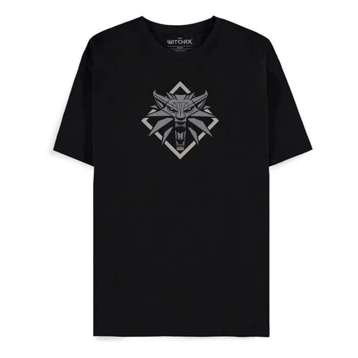 The Witcher Wolf Medallion Hombre Camiseta Negro S 100% algodón Regular