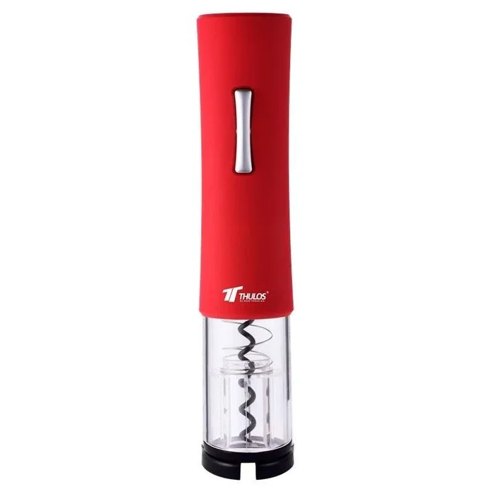 Thulos Sacacorchos eléctrico con luz led y Accesorio para Quitar protección del tapón TH-WO103 (Rojo)