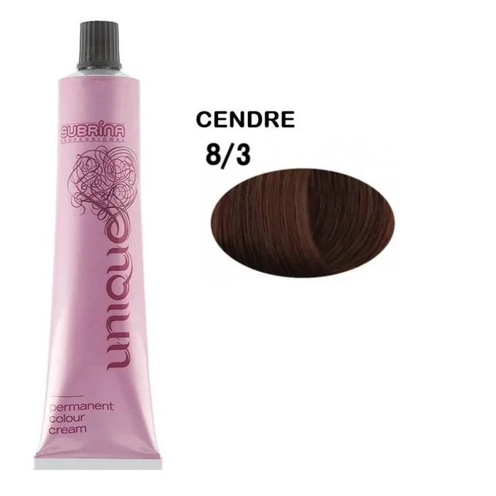 Tinte de Cabello Permanente / Subrina Professional / Unique, Light Cendre Blonde 8/3, 100 ml, Color Duradero y Natural