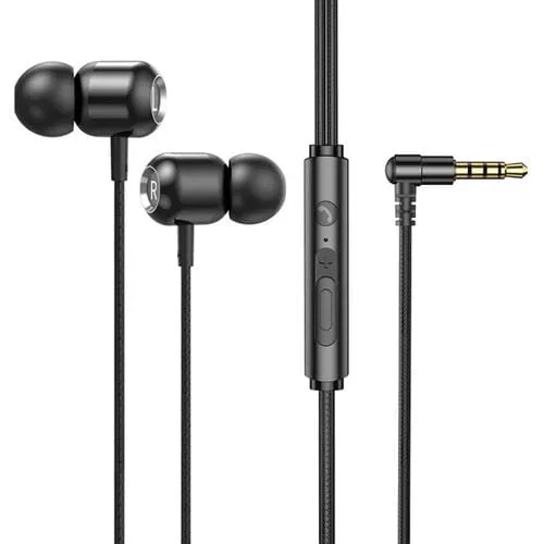 Título optimizado: Auricular con Cable Ts6000 3.5mm Codo de Metal Control y Micrófono (Negro) 2 Pcs