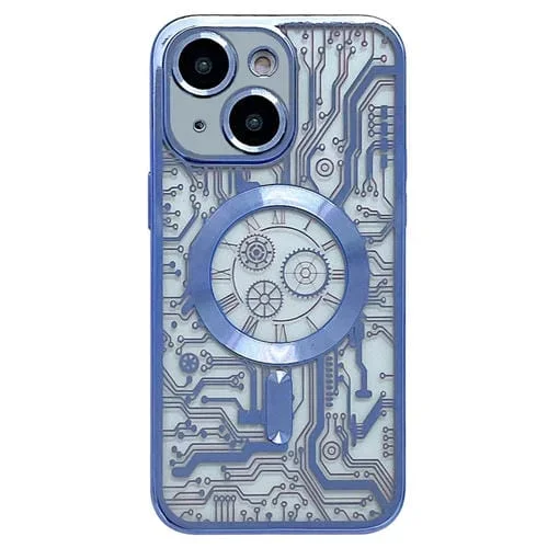 Título optimizado: Estuche para Teléfono iPhone 13 Patrón de Placa de Circuito Electrochapado Magsafe (Azul Sierra)