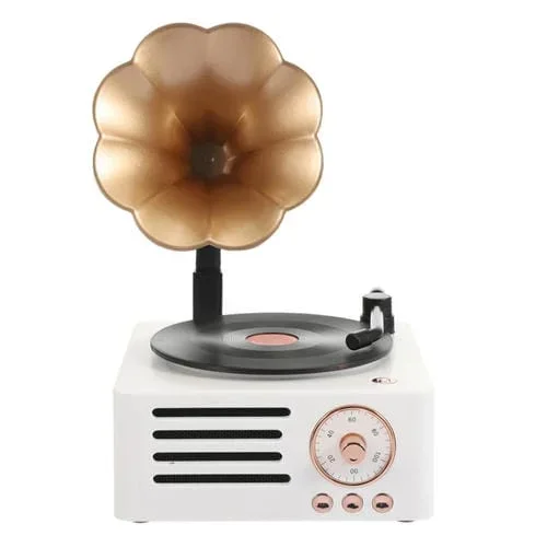 Tocadiscos T15 Petunia Retro Multifunción Inalámbrico Mini Bluetooth Audio (Blanco)