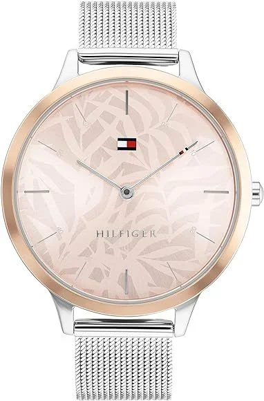 Tommy Hilfiger Reloj Analógico de Cuarzo para Mujer con Correa de Malla de Acero Inoxidable Plateada – 1782493