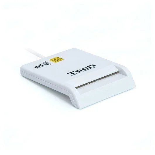 Tooq TQR-210W – Lector Externo de DNI Electrónico y Tarjetas Inteligentes (DNIe) USB 2.0, Color Blanco, 480 Mbps