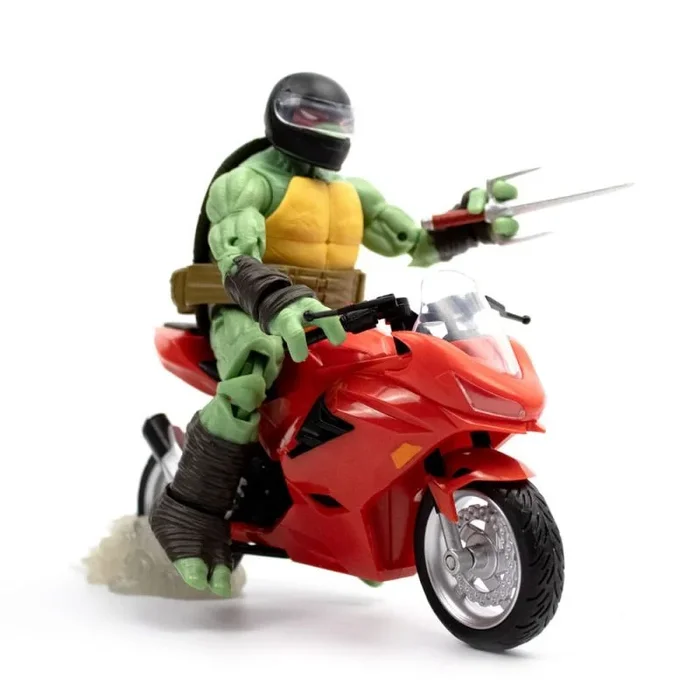 Tortugas ninja figura con vehículo bst axn raphael con moto (idw comics) 13 cm