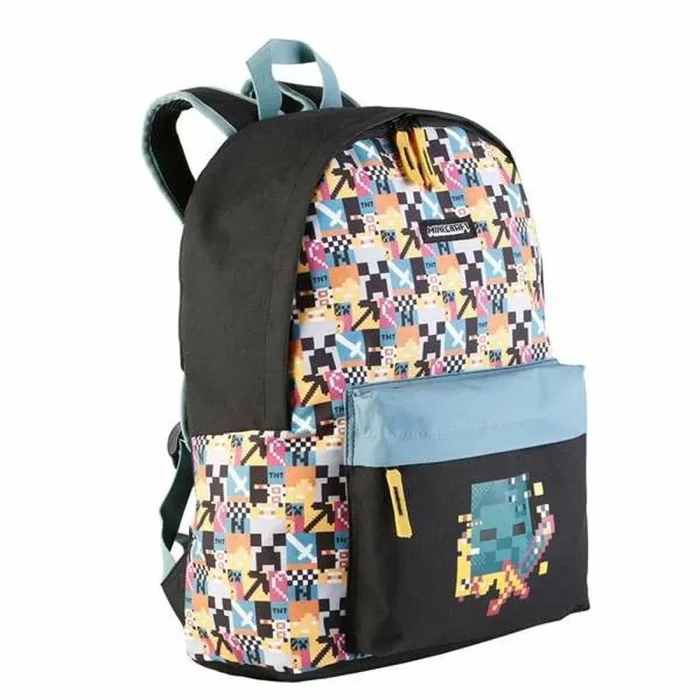 ToyBags Mochila Escolar Americana Minecraft Pixel Compartimento Principal y Bolsillo Frontal – Interior Forrado con Porta Ordenador – Tirantes Ergonómicos y Acolchados – 41 x 31 x 13.5 cm