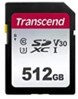 Transcend SDC300S – Tarjeta de Memoria SDXC de 512 GB, Clase 10, U3, V30, Lectura hasta 95 MB/s