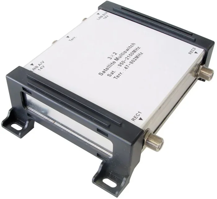 Transmedia FMULTI7L – Conmutador múltiple de satélite (3 x 2, rango de frecuencia satélite: 90-2150 MHz y rango de frecuencia terrestre: 47-862 MHz) (importado)
