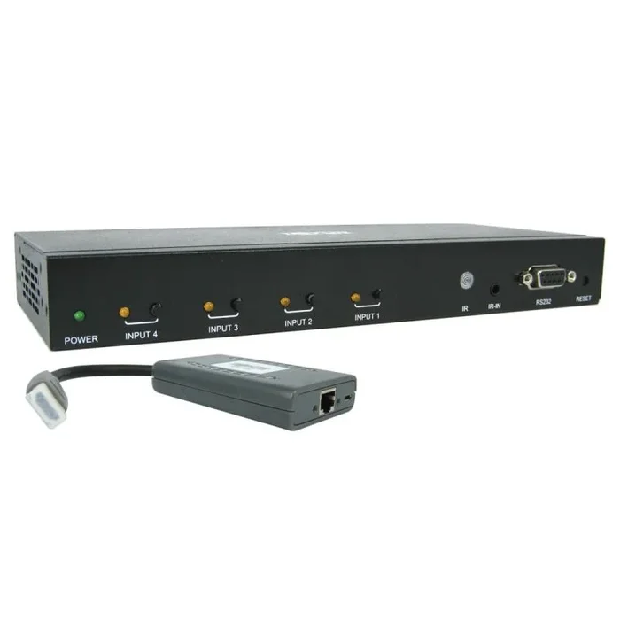 Tripp Lite B320-4X1-HH-K1 Juego de Switch Extensor de Presentación de 4 Puertos HDMI sobre Cat6 – 4K 60 Hz, UHD, 4:4:4, HDR, PoC, 15.24 m 50 pies